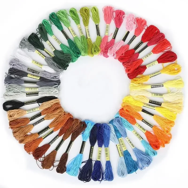 Embroidery Thread Cross Stitch Kit 8Pcs/lot 7.5m Silk Line Cotton Cross Stitch Thread Sewing Skeins Embroidery Thread Floss Kit Knitting Spiraea Sewing Accessories