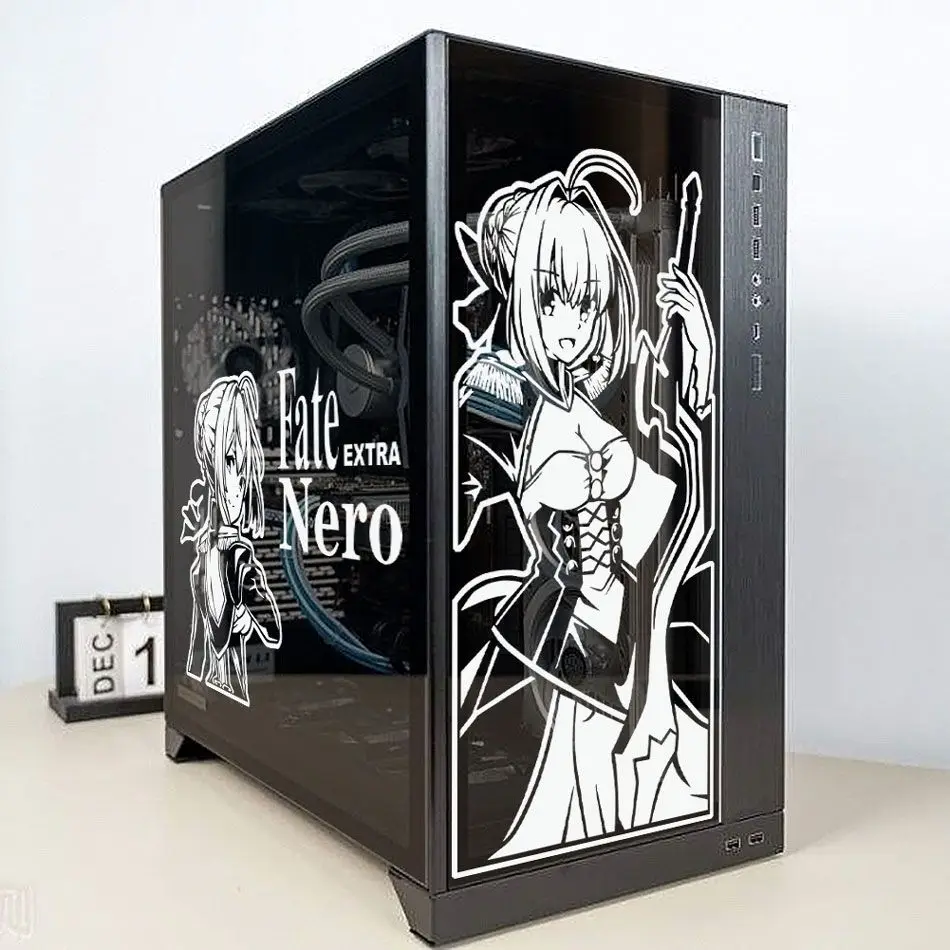 Fate Sabre Joan Astolfo pc Case Adesivos Anime Decalque para Atx Computador Host Decorativo Removível à Prova Impermeável Água Oco para Fora Adesivo - Image 2