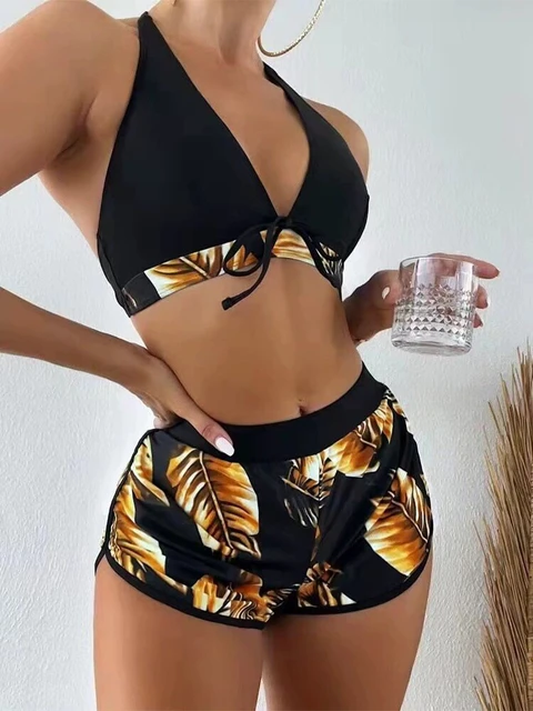 Bikini deportivo para mujer, bañador estampado de cintura alta, traje de  baño Sexy para mujer, ropa de playa de verano, dos piezas - AliExpress