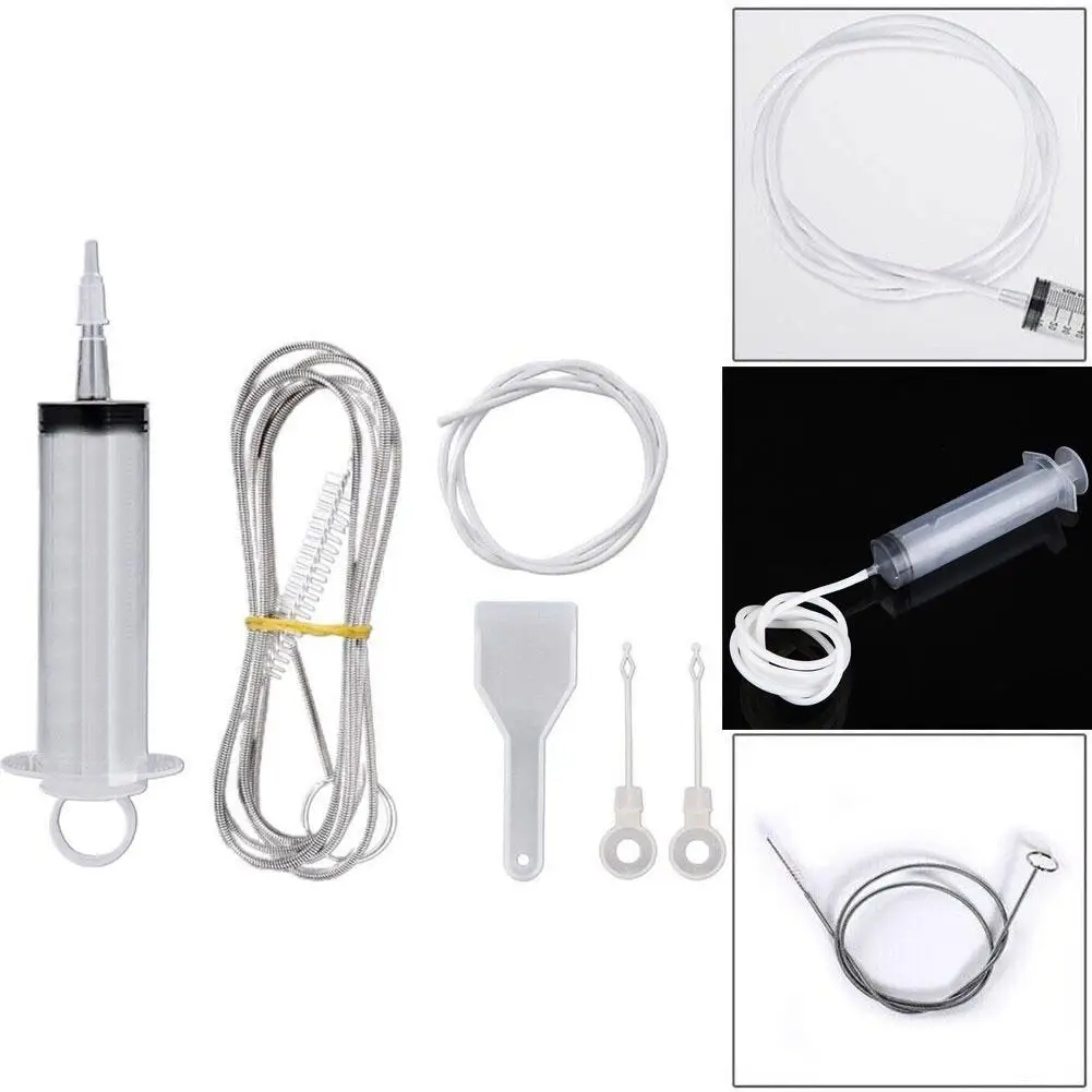 5Pcs Clean Brush Kit For Refrigerator Drain Wash Brush Suction Syringe 1.5/1M Hose Fridge Drain Hole Cleaner Stick Dredge Tool 3