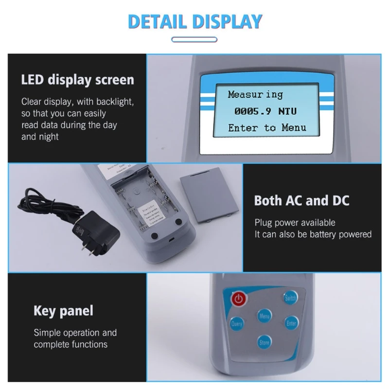 

Digital Turbidimeter Turbidity Meter Liquid Water Quality Turbidity 0-200 NTU 0.1 NTU ZD-2A LED Display for Smart