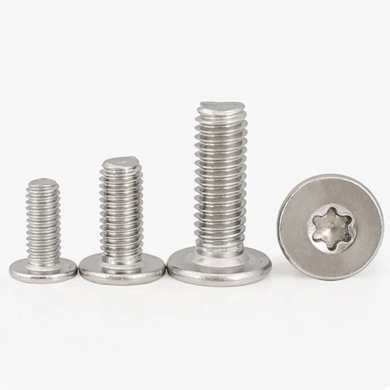 10pcs/lot M1.6-M8 304 Stainless Steel CM Six-Lobe Torx Ultra Thin Super Low Flat Wafer Head Screw Bolt stainless steel screw