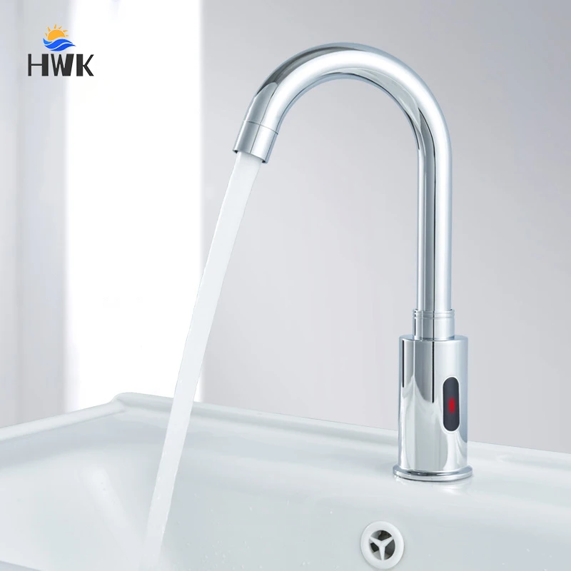 Automatic Infrared Induction Bathroom Basin Faucet.Chrome Smart Sensor Sink Faucet.Touchless Cold Hot Water Mixer Tap Crane.