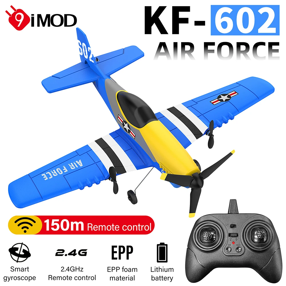 

9IMOD KF602 Радиоуправляемый планер, самолет 2,4G 3CH EPP из пенопласта, дистанционное управление, беспилотный летательный аппарат для установки на открытом воздухе RTF RC Warbird