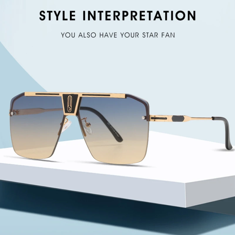 

New fashion conjoined sunglasses 10076 retro sunglasses men's modern box sunglasses