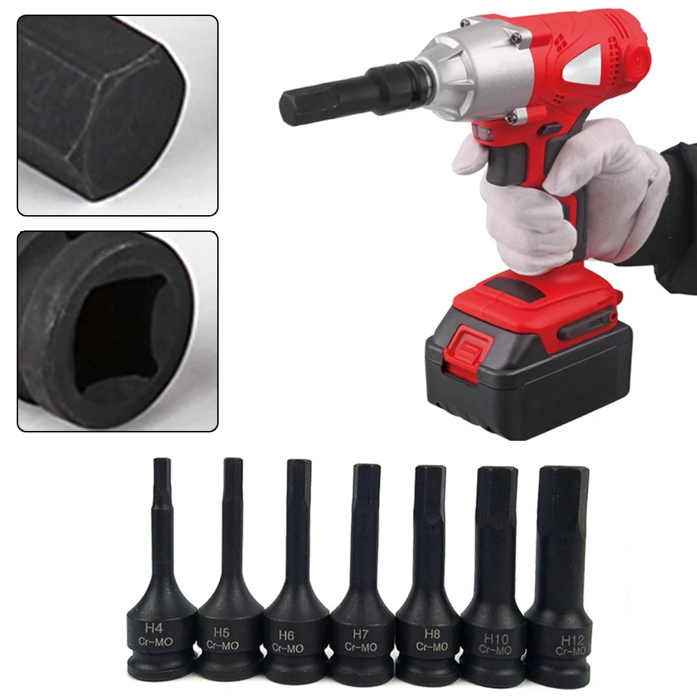 7Pcs 3/8 Bit Socket Set Impact Drill Bit Adapter H/T/M Type for Car Auto Bicycle Repair Hand Tools Power Drills Socket Wrench 5