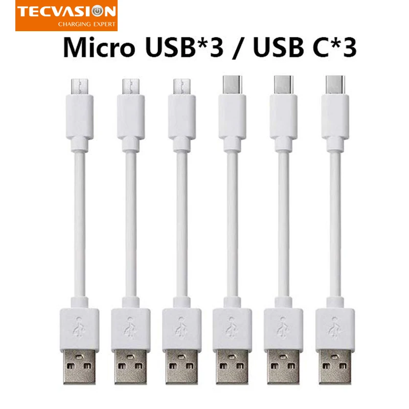 

Type C Micro USB Cable 25cm Short Fast Charging For Samsung Xiaomi Huawei Android Phone Cord For USB Adapter Charging Station