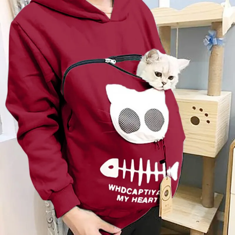 Hoodie Felpa Con Tasca Porta Gatto Felpa Con Marsupio Porta Gatto