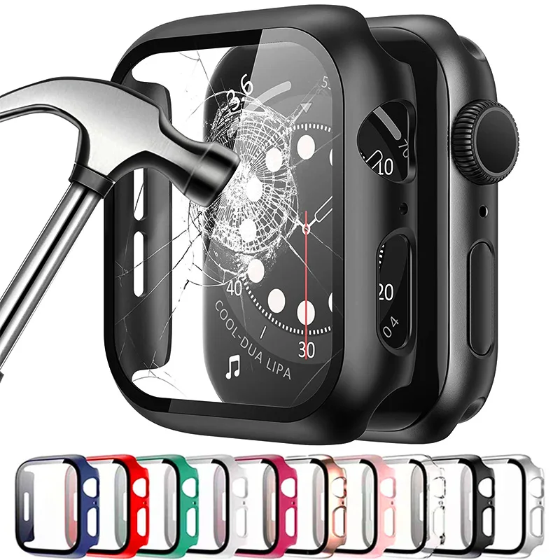 Vetro Temperato + Cover Per Accessori Apple Watch 45Mm 41Mm 44Mm 40Mm 42Mm Proteggi Schermo Apple Watch Case Serie 9 4 5 6 Se 7 8