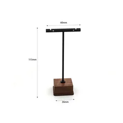 Elegant Copper and Wood Jewelry Display Stand for Necklaces and Earrings (T(small black))