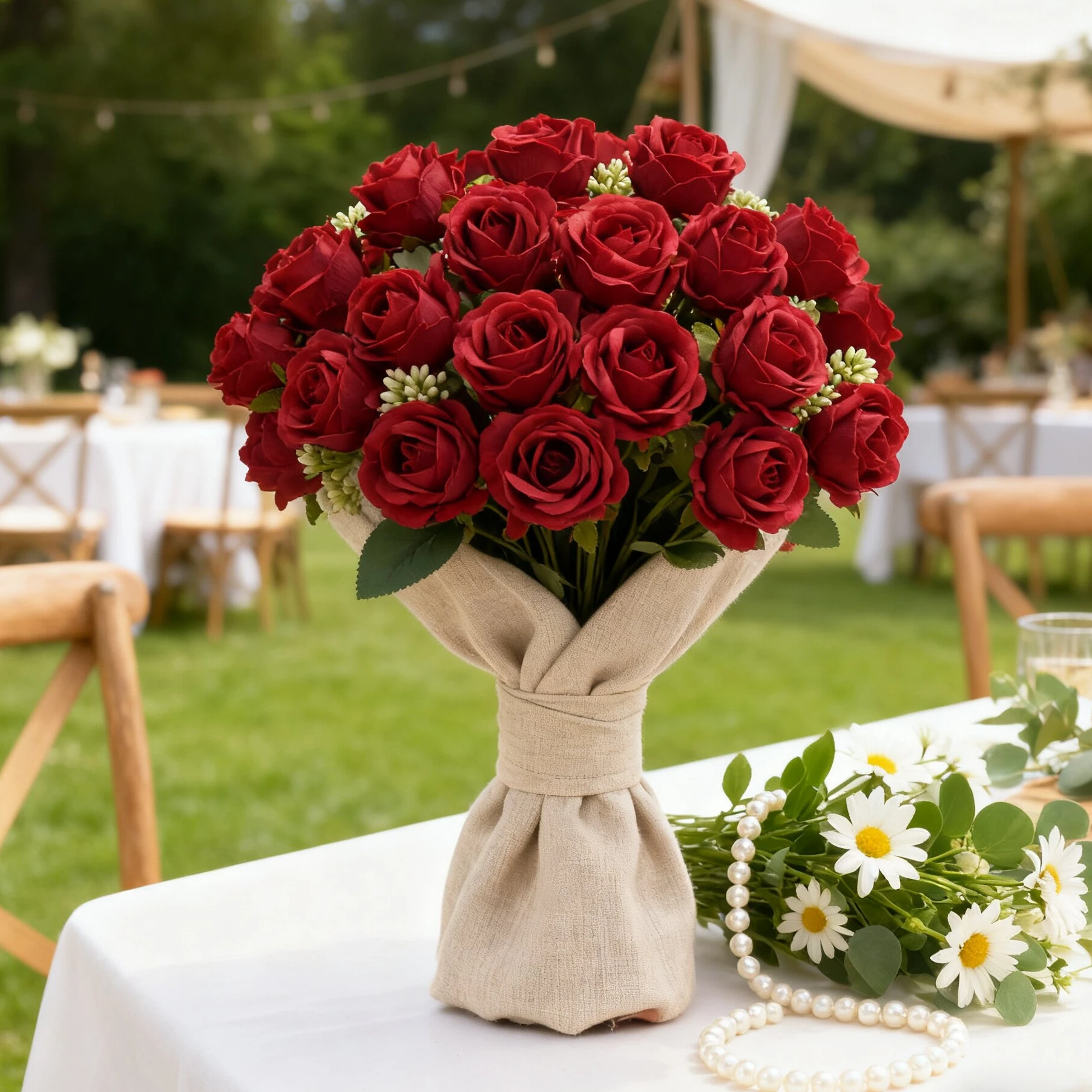 Künstliche Blumen, Zehnköpfiges Seidenrosen-Bündel, Scrapbook, Valentinstag, Hochzeit, Garten, Zimmer, Haus, Vase, Tischdekoration, DIY-Geschenke – Detail 3