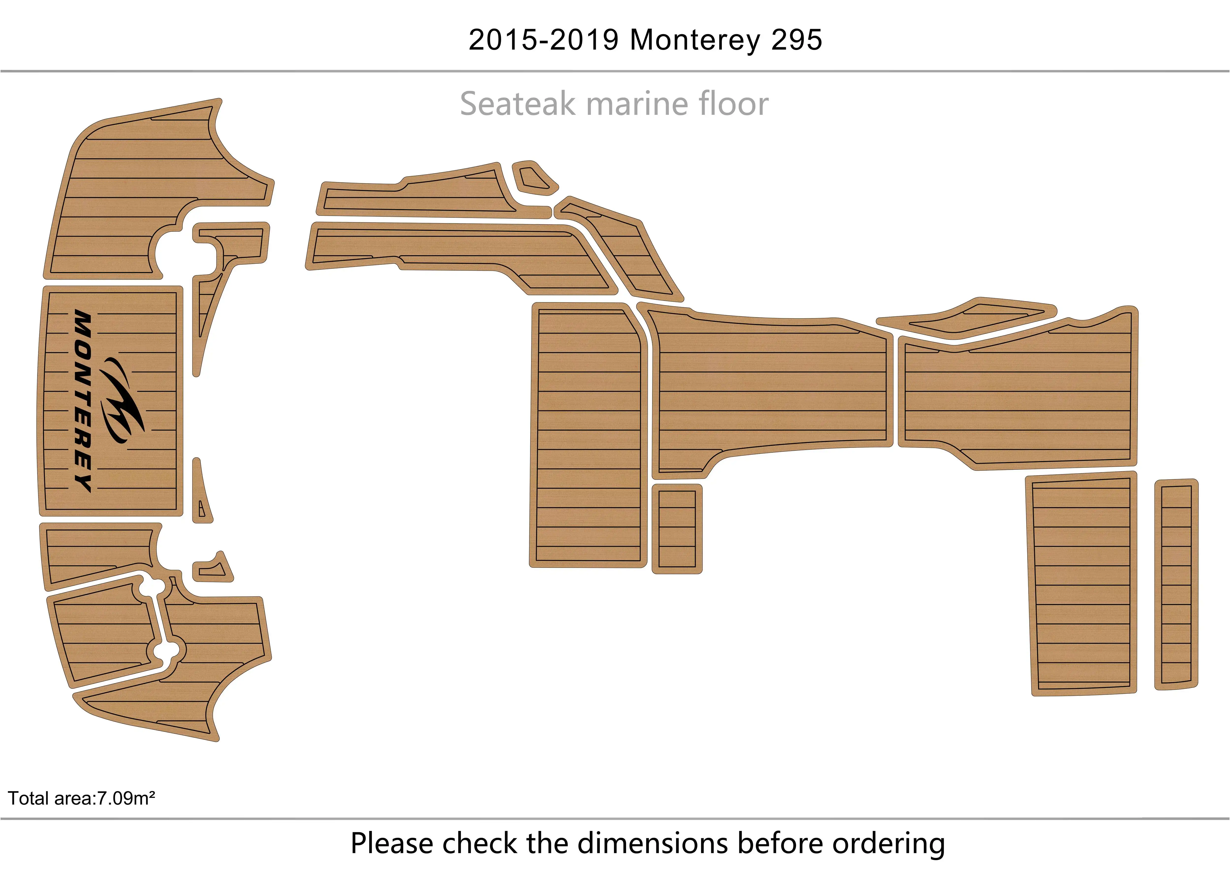 

2019 Monterey 295 Cockpit Swimming platform 1/4" 6mm EVA fAUX carpet Water Ski Yacht Fishing Boat Non-slip mat floor