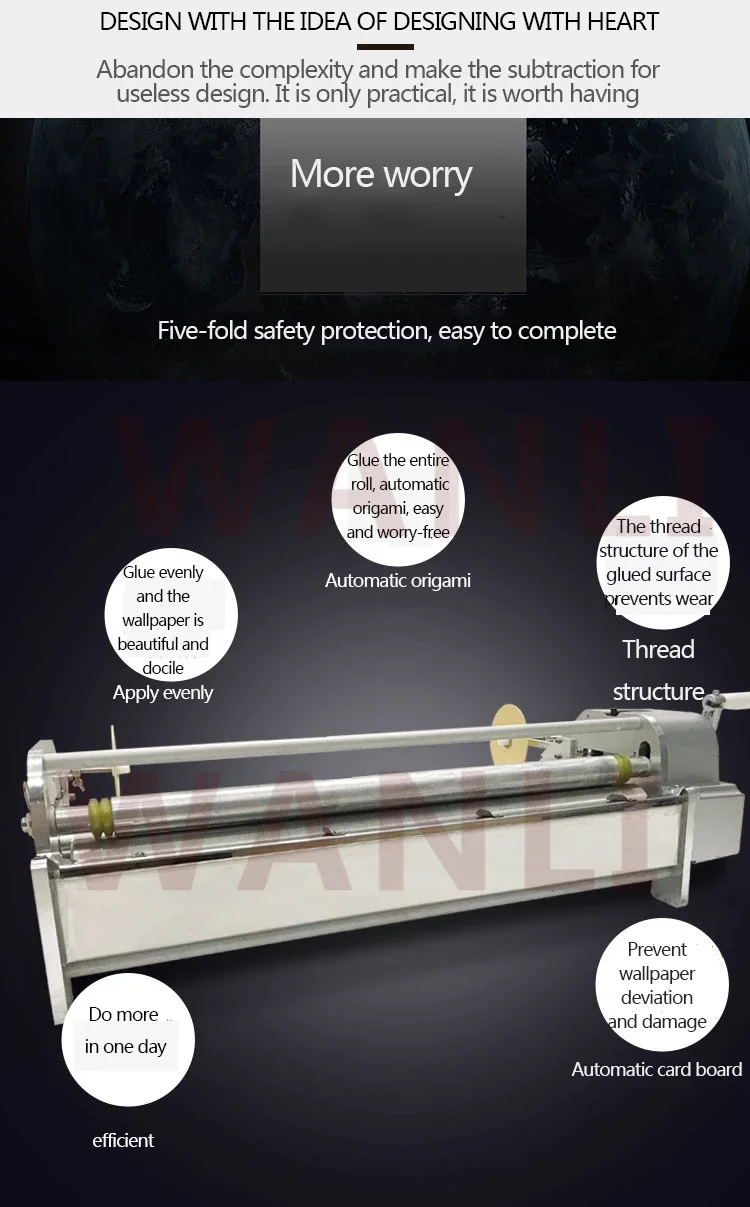 220v New 53cm Household Wallpaper Gluing Machine Manual Gluing Stainless Steel P
