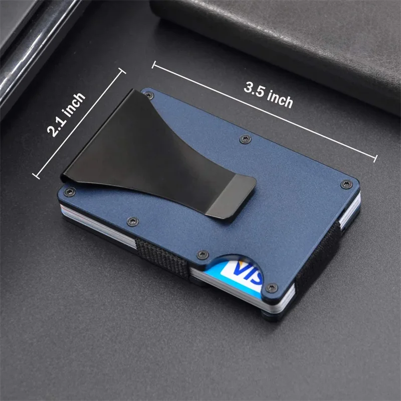 RFID Clip Metal Wallet Blocking Aluminum Minimalist Credit Card Holder Money Wallets 2023 All Color Slim Business Bank Id Case