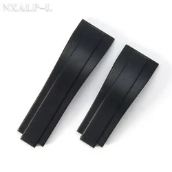 Men's 20mm Adjustable Rubber Silicone Sports Diving Watch Band Strap - 20mm (Black)