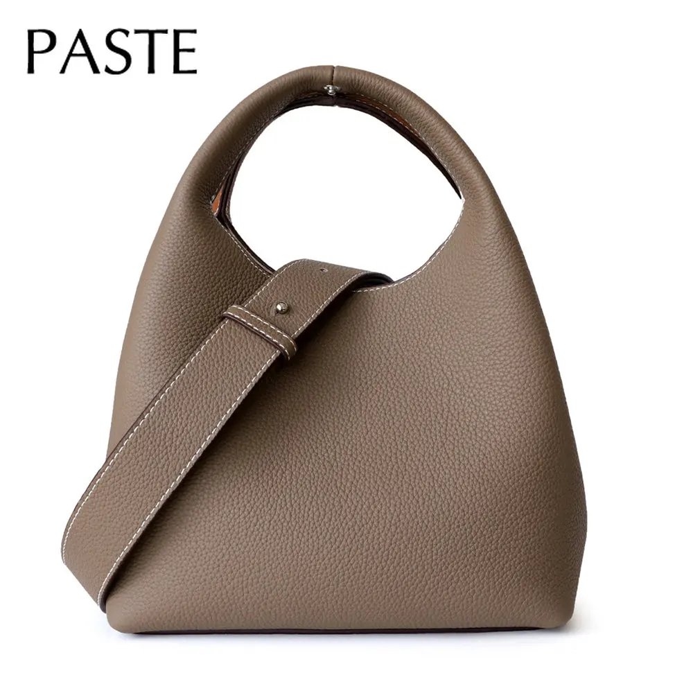 2023 Simple Round Shape Bucket Tote Small 100% Genuine Leather Women  Shoulder Crossbody Bag Offcie Ladies Hand Bag Grey - AliExpress