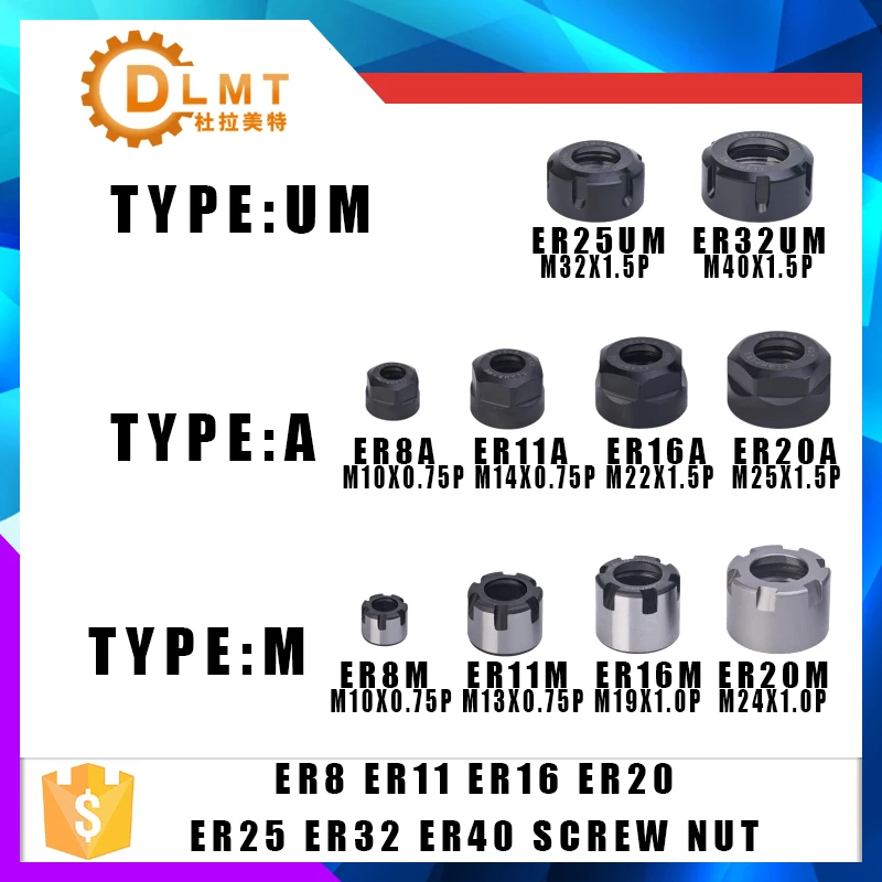 1PCS ER8 ER11 ER16 ER20 ER25 ER32 A/M CNC Router Engraving ER20 Nuts ER High Precision Machine Nut ER Collet Accessory Sparepart spring collet,tool holder,collet chuck,spring collet chuck,collet chuck holder,engraving collet chuck