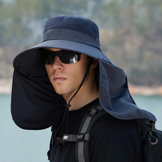 Cappello da sole da esterno unisex con patta sul collo Cappello da pesca  con protezione UV Cappello da trekking impermeabile pieghevole Cappello da
