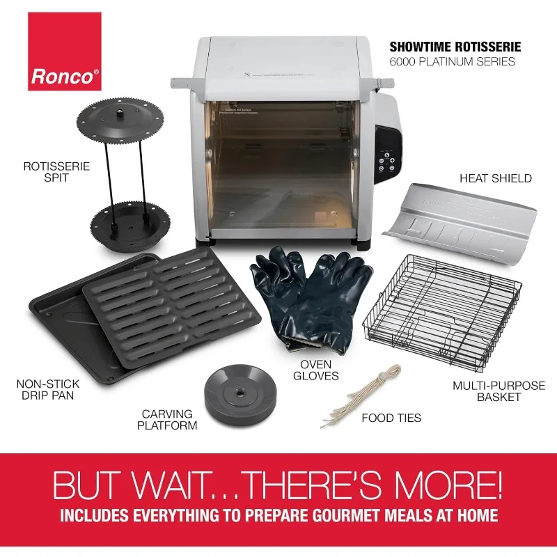 Ronco 6000 Platinum Series Rotisserie Oven, Digital Display, 12-Pound Capacity, Auto Shutoff, Includes Rotisserie Multi-Purpose 6