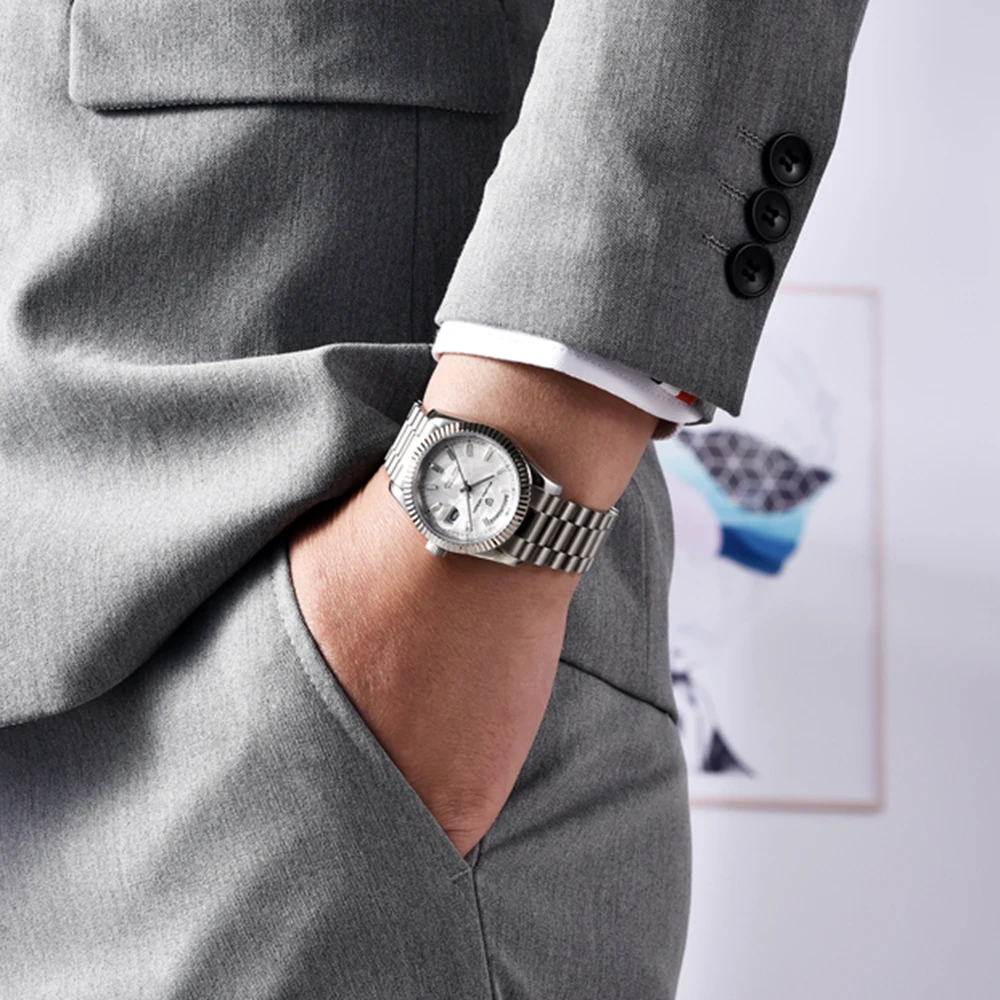 PAGANI DESIGN Men's Automatic Watch Luxury Mechanical Watch Stainless Steel Waterproof Wristwatch AR sapphire Mirror