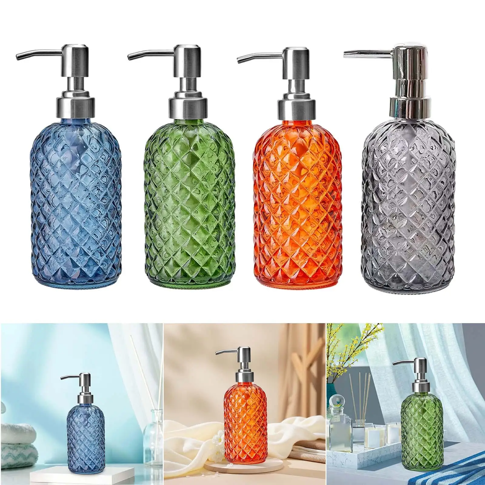 Glass Soap Dispenser 350ml/12 oz Salon Dispenser Sturdy Refillable Lotion