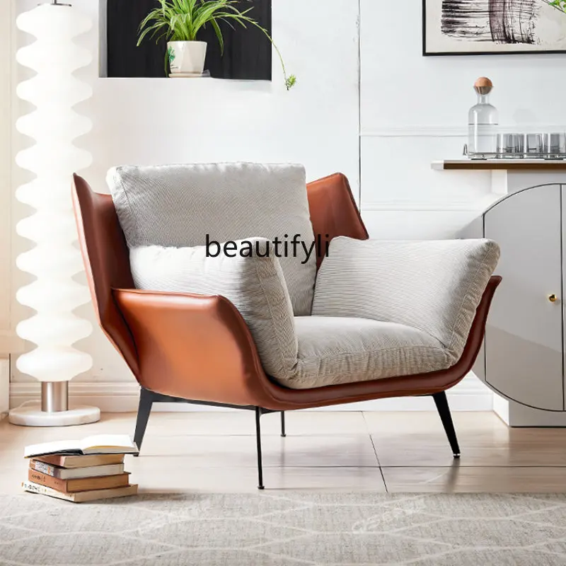

Одноместный диван-стул, итальянское минималистичное седло, кожаное кресло для отдыха, роскошное нижнее современное домашнее кресло для гостиной