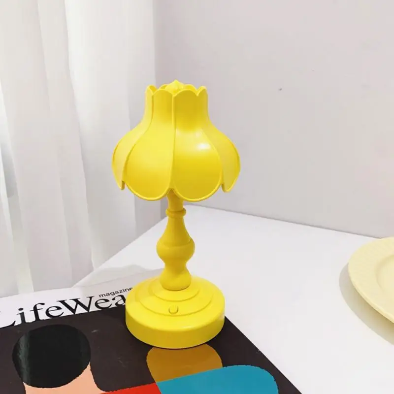 크리에이티브 레트로 연꽃 잎 전등갓 데스크탑 야간 조명, 미니 USB 충전 테이블 램프, 독서 램프, 홈 레트로 장식 램프