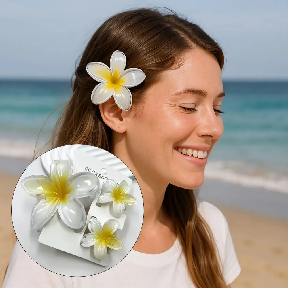 Acrylic Hawaiian Flower Hair Clips for Women