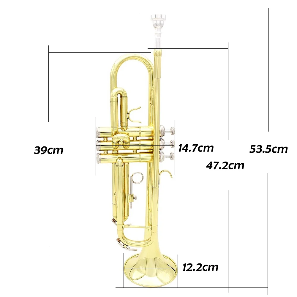 Professional Bb B Flat Trumpet Brass Material Musical Trompeta Wind Instrument With Mouthpiece Gloves Cleaning Cloth Strap Case