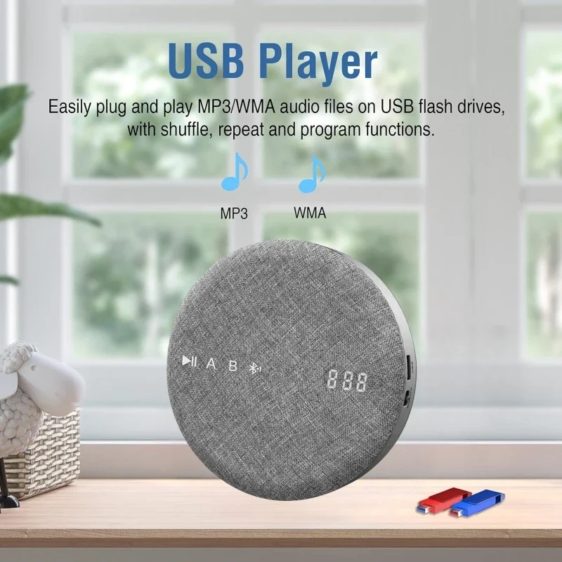Portable cd player Multi-functional CD Player DVD/VCD AV Player Wireless Bluetooth USB Built-in Speaker Rechargeable Audio