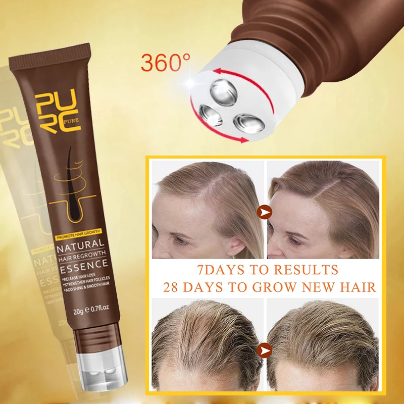 PURC Ginger Hair Growth Products Fast Growing Hair Thickening Serum Beauty Hair Care Prevent Hair Loss Massage Scalp Treatment purc 10pcs hair growth for men women products ginger hair oil fast grow serum anti loss regrowth scalp treatment hair care