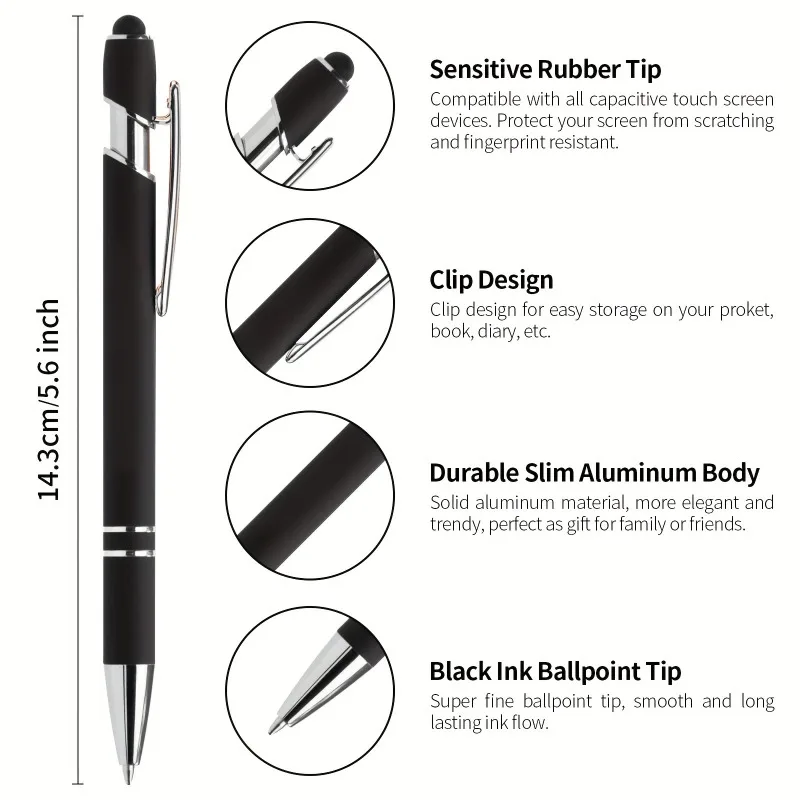 Customizable Personalized Stylus Ballpoint Pen Set - Ideal for Office, School, Journaling, and Art Projects (20-Pack)