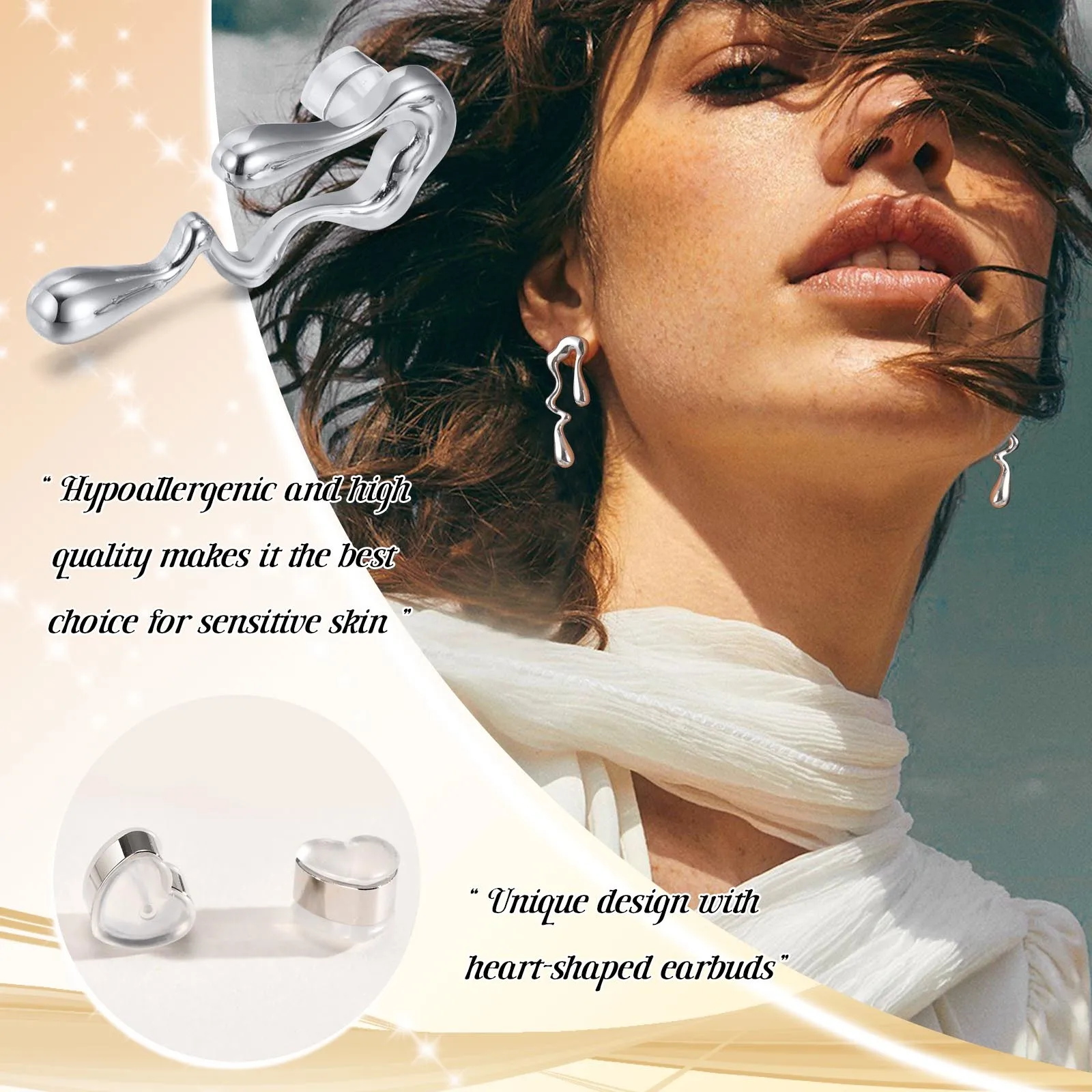 Aihua Orecchini a bottone in metallo con geometria cava irregolare minimalista Dichiarazione punk Orecchini color oro Gioielli per orecchie da donna  36