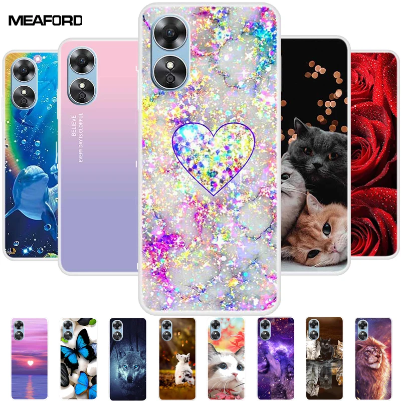 Per Oppo A17 4G Custodie Oppoa17 Clear Soft Tpu Cats Dog Silicone Protector Bumper Fundas Per Oppo A17 2022 A 17 Cph2477 Cover Cute