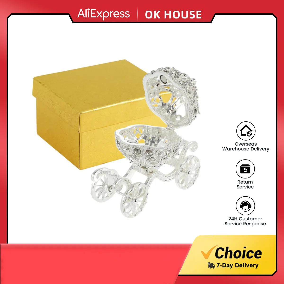 

Trinket Box Cinderella Carriage Jewelry Chests Creative Gift Ornament Rhinestone Crystal Pumpkin Carriage bags accessories gift
