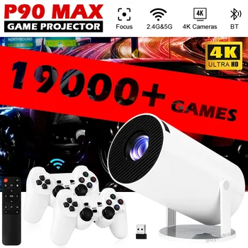 P90 Max Proiettore Gioco 4K HD 1080P Compatibile con Bluetooth Androd11 Proiettore W 2 Controller di gioco wireless Più 19000 giochi integrati