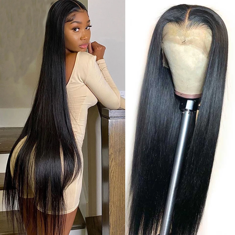 13X4 Lace Front Wig Bone Straight 180% Density Brazilian Remy Human Hair Wigs For Black Women Pre Plucked Lace Frontal Wigs
