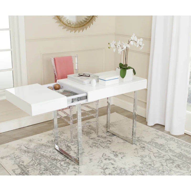 

Safavieh Modern Glam Lacquer Writing Desk, Whitedesk table desk gaming desk