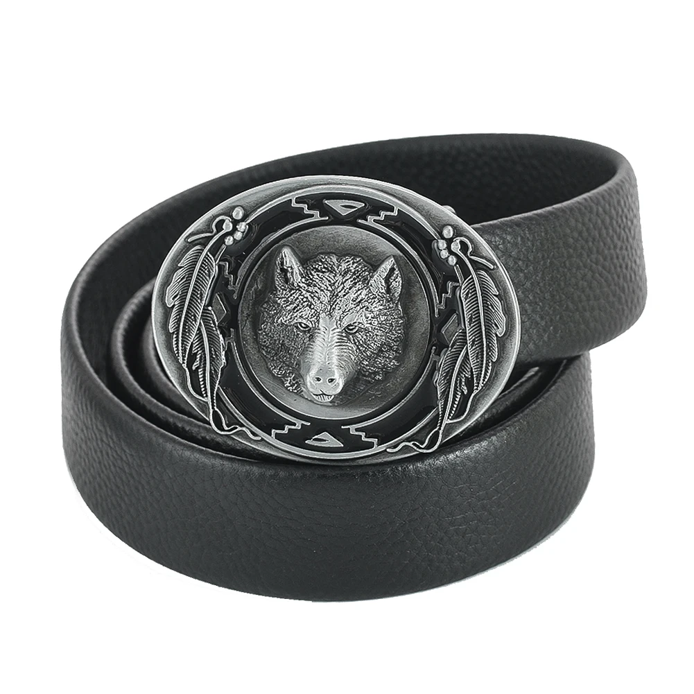 Retro Alloy Wolf Head Belt Buckle Cool Fashion Animal Ground Wolf Western Cowboys Waistband Buckle for Men\'s Jeans Accessories