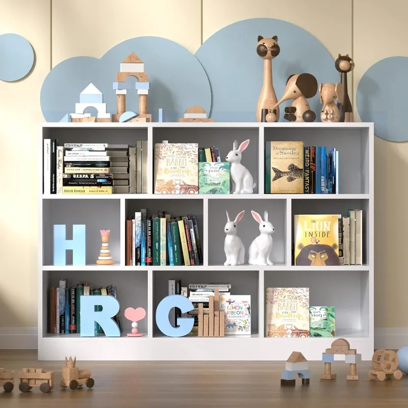 

Bookshelf, 3-Tier Open Shelf Bookcase, 10 Cube Storage Organizer with Anti-Tilt Device for Bedroom, Living Room