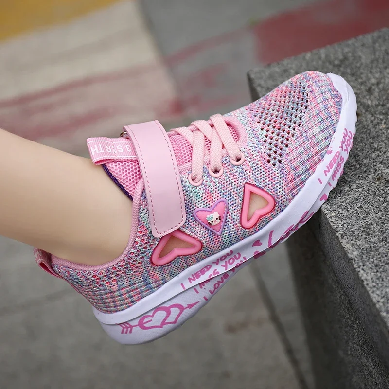 Children Girls Sneakers SPRING FLATS Shoes Tennis FOR Little Kids Summer Breathable Mesh Sport and Running Pink Shoes Purple
