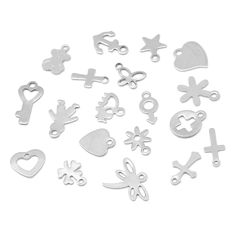 Stainless Steel Charms for Jewelry Making Cross Star Pendant Mini Charm Necklace Bracelet DIY Gifts 1