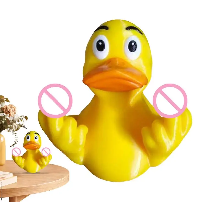 

Little Duck Decor Funny Small Duck Figurine Ornament Decor Sculpture Resin Craft Middle Finger Desktop Ornament For Home Decor