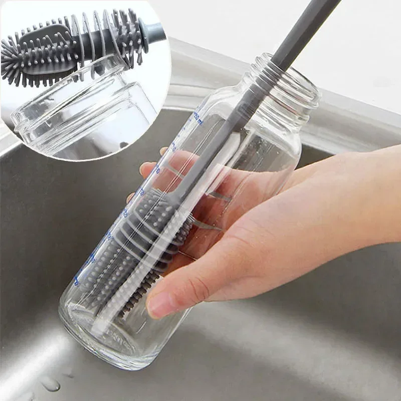 Efficient Baby Bottle Brush Silicone Milk Bottle Brush 360 Long Handle Cup Household Cleaning Kitchen bottle brush bottle cleaning brush cleaning brush cleaning brush set