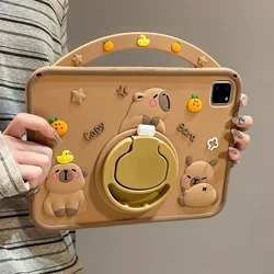 Cartoon Capybara Frog Tablet Case with Kickstand Cover - Pro11 2020 2021 2022 (Brown)