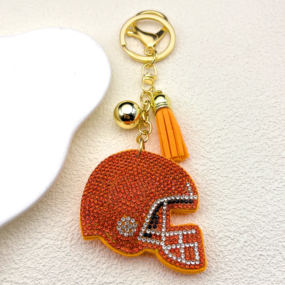 Rugby-Spieler-Hut-Schlüsselanhänger für Damen und Herren, Quaste, Kristall, blau, männlich, modisch, Tasche, Geldbörse, Charm, Sport-Stil, Schlüsselanhänger, Schmuck, Geschenke – Detail 5