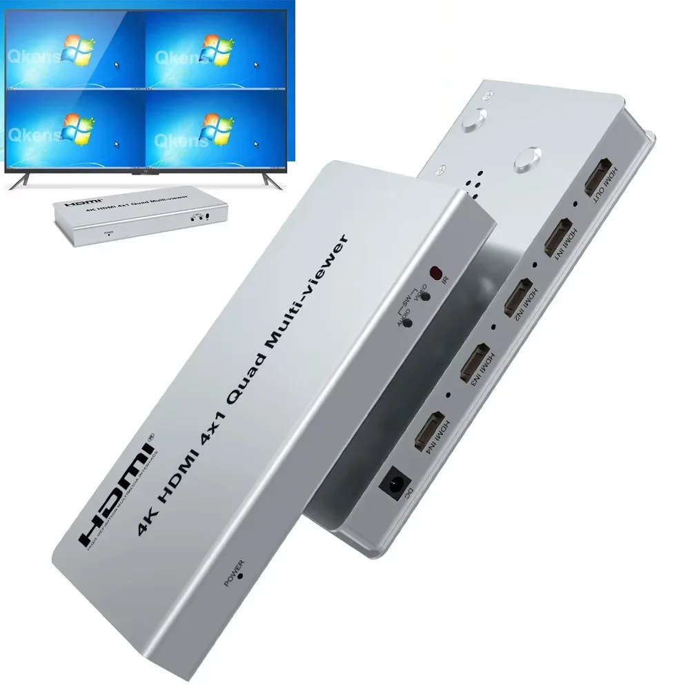 4K 4x1 HDMI 쿼드 멀티뷰어 멀티 스크린 분할 시그먼테이션 심리스 스위처 4채널 비디오 멀티플렉서 좌우 듀얼 디스플레이