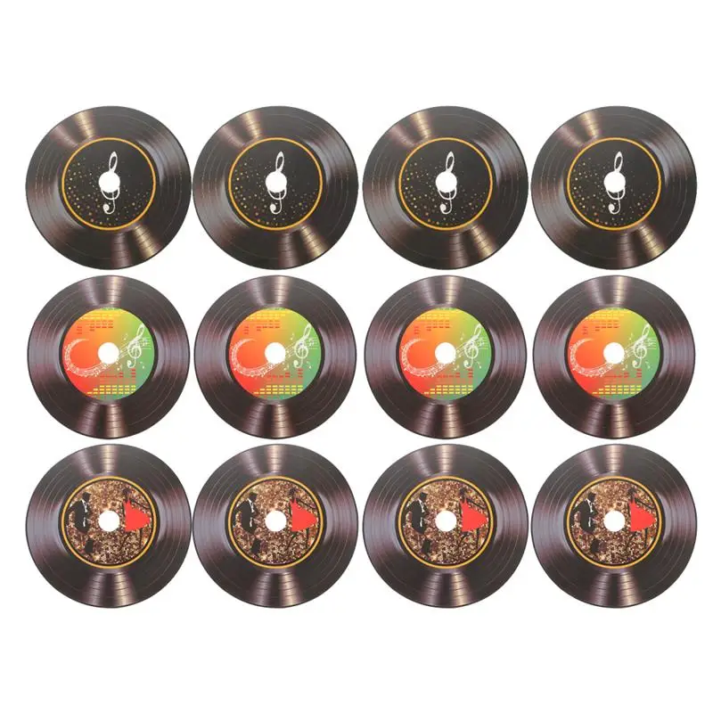 12Pcs Round Vinyl Records Wall Decoration Retro Restaurant Bar Wall Sticker Wedding Party Decor Living Bed Room Home Decoration