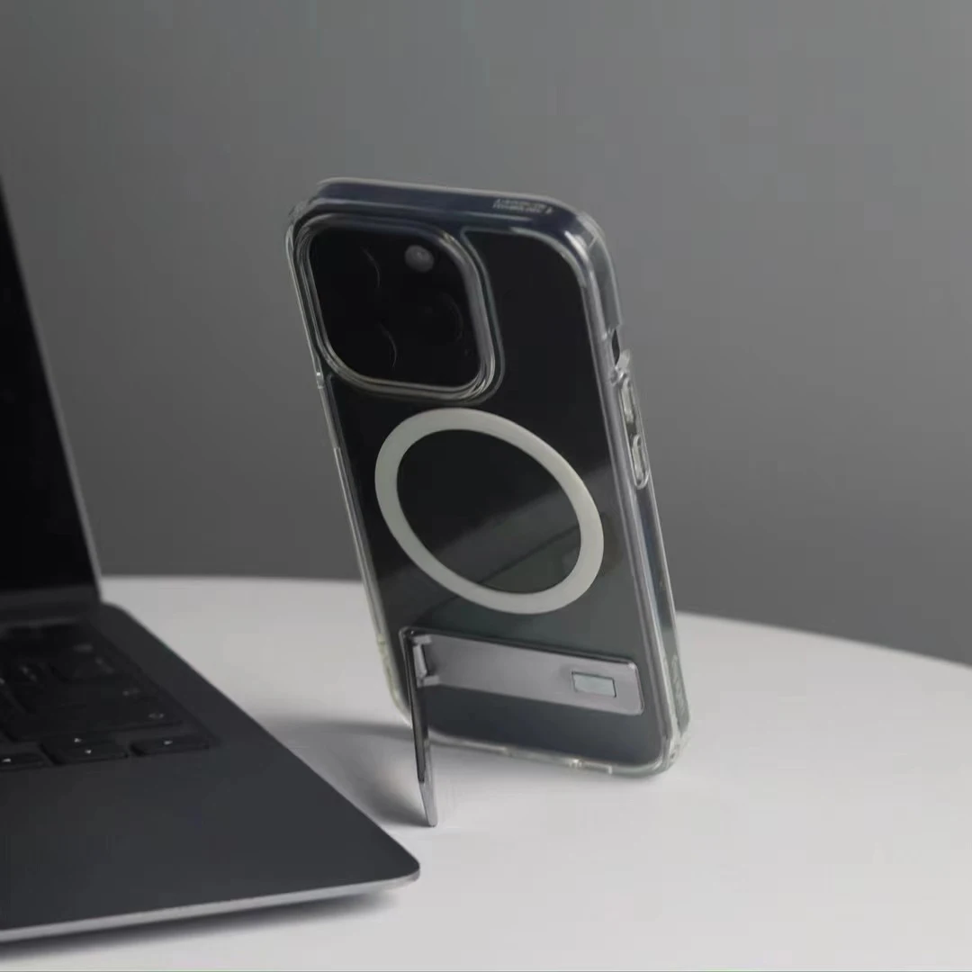 Custodia Magnetica Trasparente Per Iphone 12 13 14 15 Pro Max 14 15 Plus Cover Posteriore Antiurto Trasparente Con Cavalletto Mentale