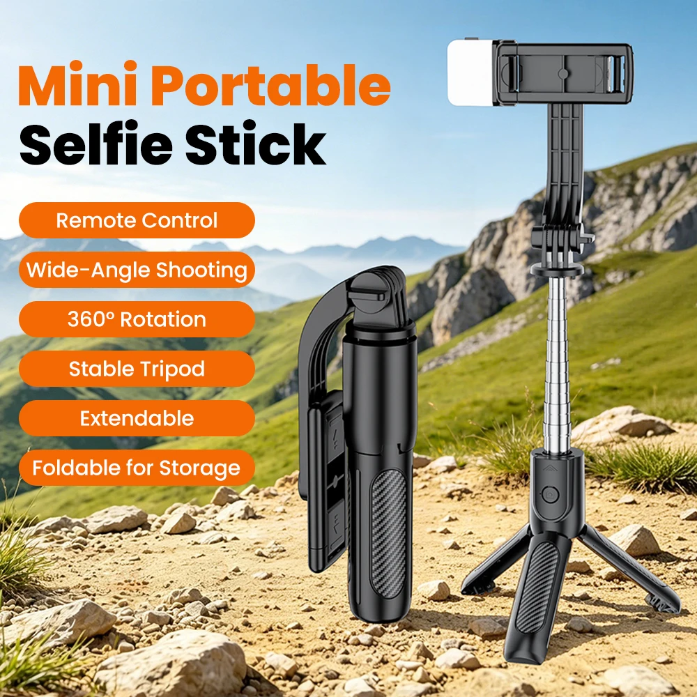 Versatile Selfie Stick with Light & Portable 360° Tripod